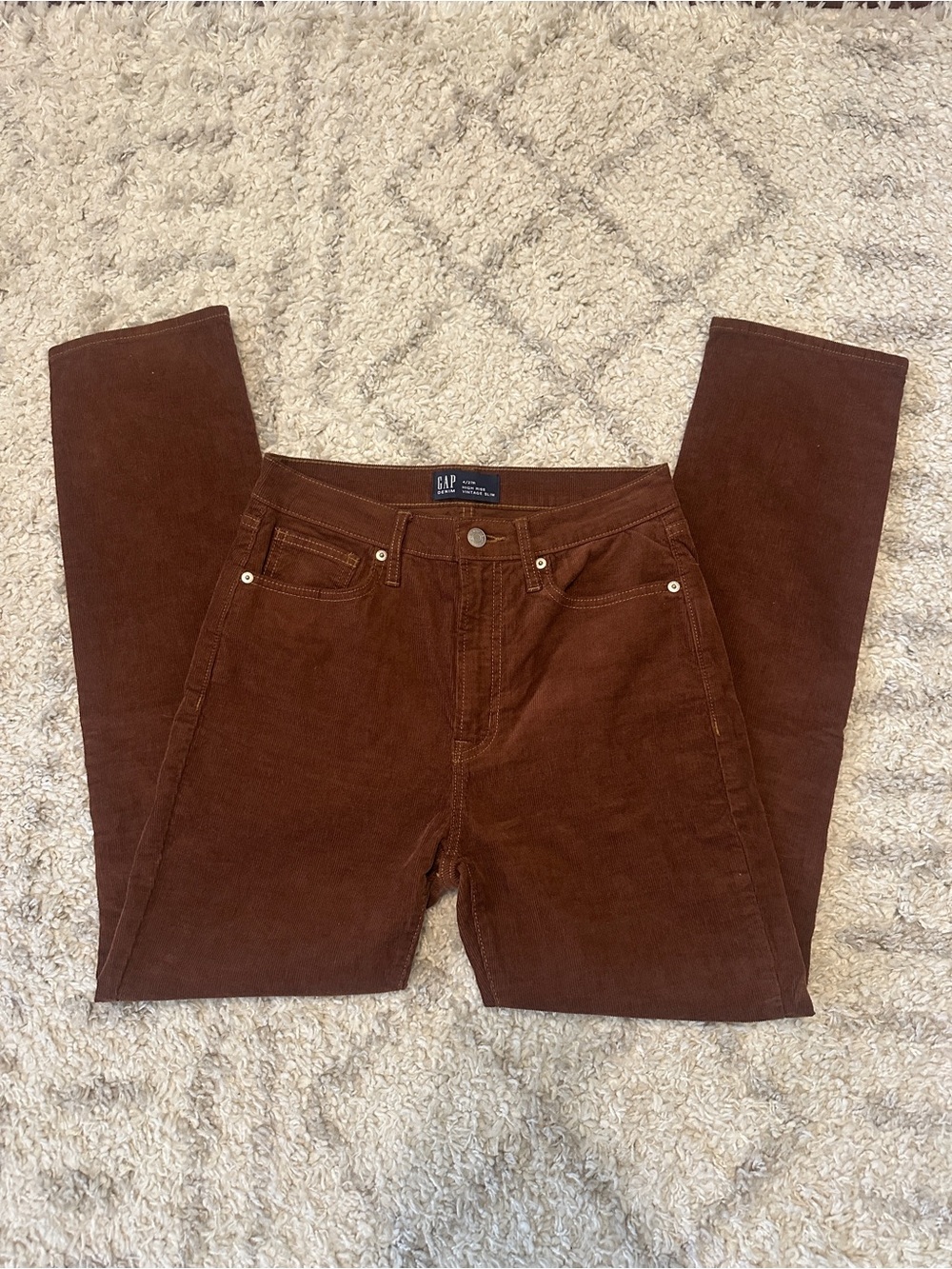 GAP Women's High Rise Vintage Slim Pants in Chestnut Brown